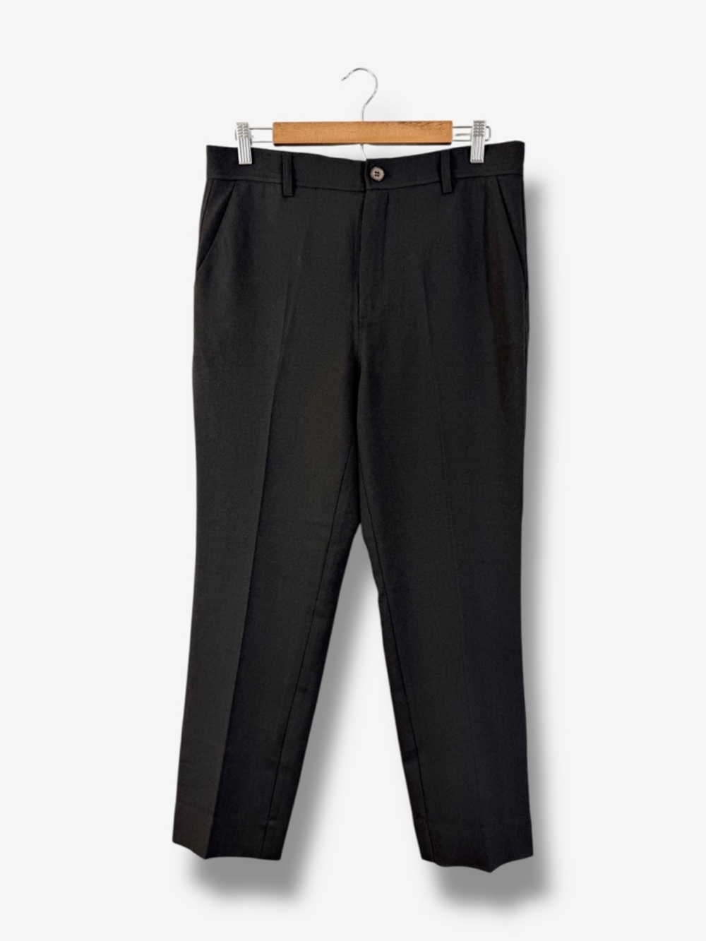 GANNI Black Crepe Ankle Crop Pants Size 38 Flat Front Pockets Minimalist Luxury